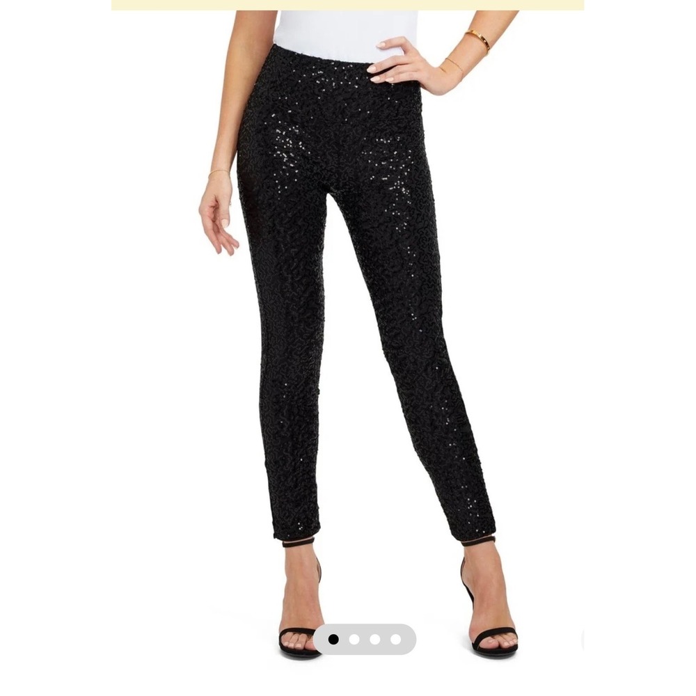 Tipsy Elves Women's Large Black Sequin High Waisted Leggings Pants Party NWT
